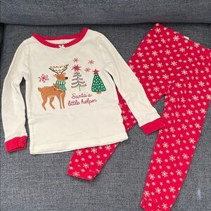 Chick Pea Festive Reindeer Pajama Set - Red and White